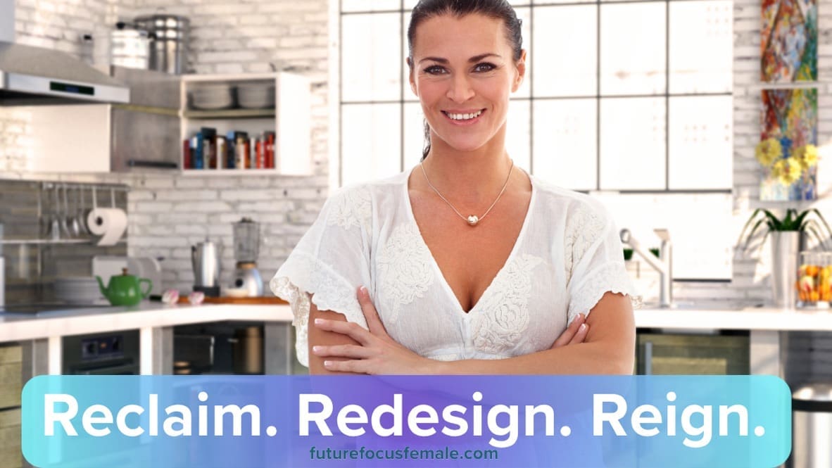 Confident woman standing in bright modern kitchen